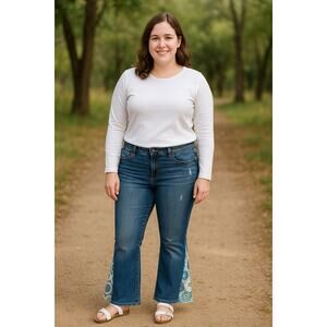 Democracy "Ab"Solution Boho Wide Leg High-Rise Jeans Size 16